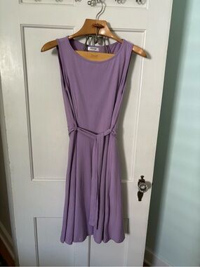Fit and flare belted sleeveless dress